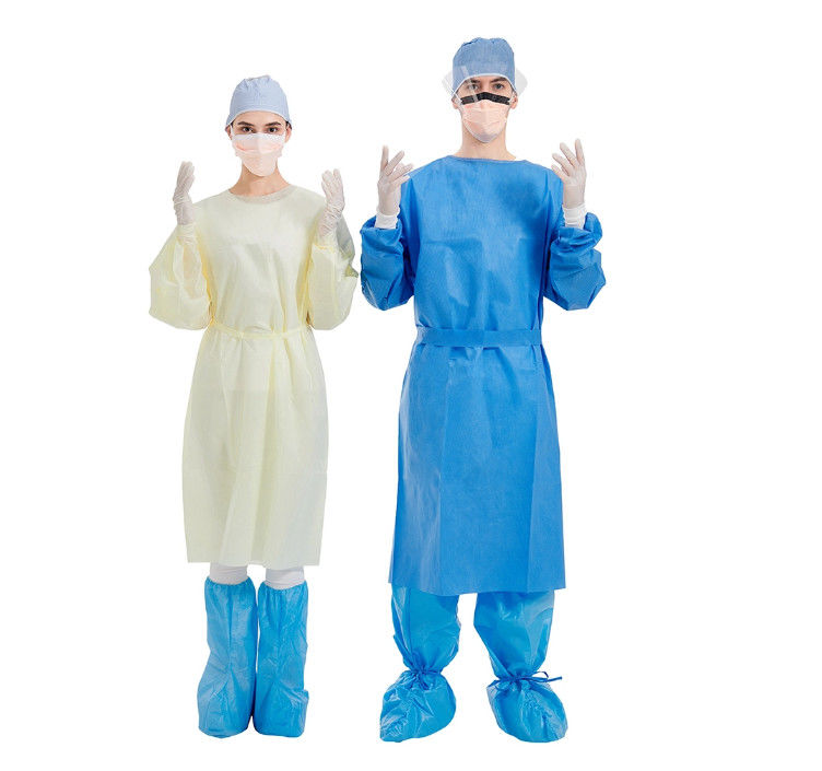 vestido cirúrgico descartável de 40gsm Smms para cuidados médicos